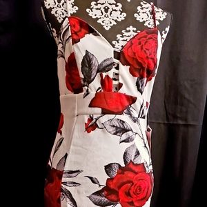 Haute Monde Red Rose Floral Strap Dress Sz Large